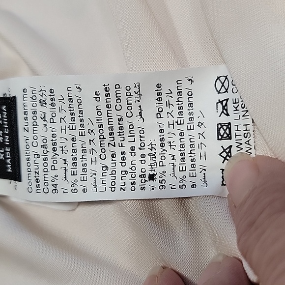 SHEIN Size XL Peachy Cream with Floral Pattern Mesh Overlay Midi Skirt, EUC - Picture 11 of 12